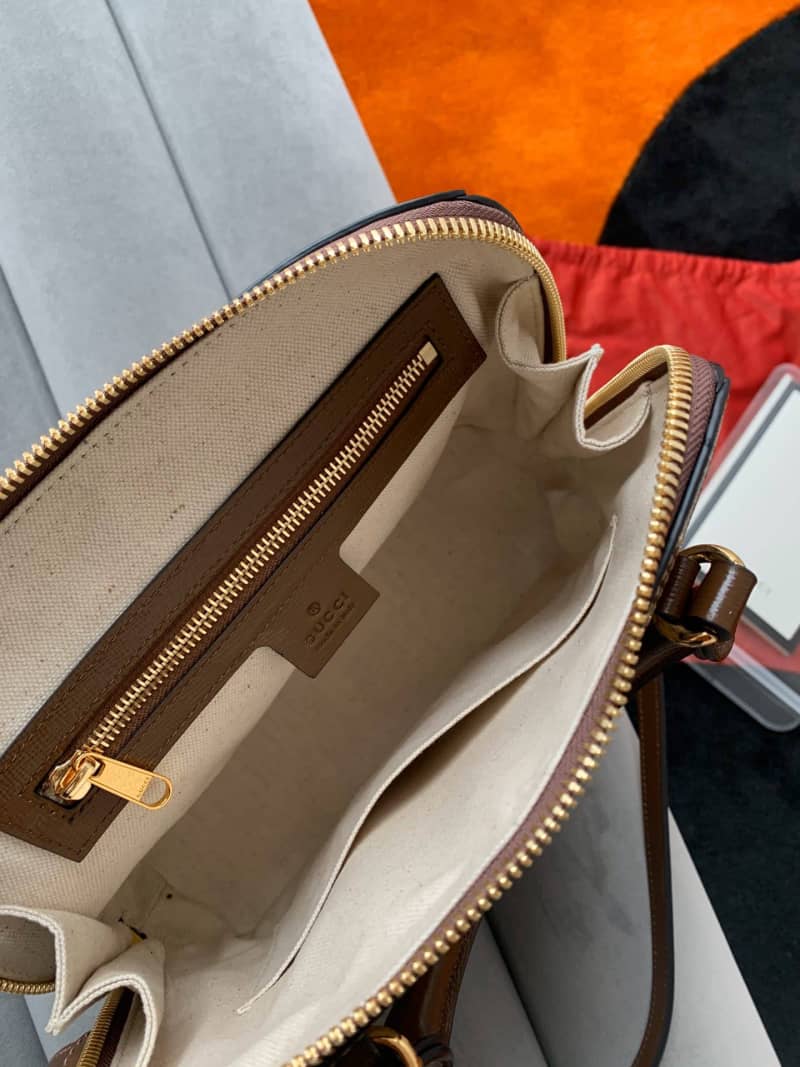 Gvc*1 Horsebit Bag Dupe 1955 Small GG Svp*me Grainy Leather Handle Bag Replica 621220(ColaReps)