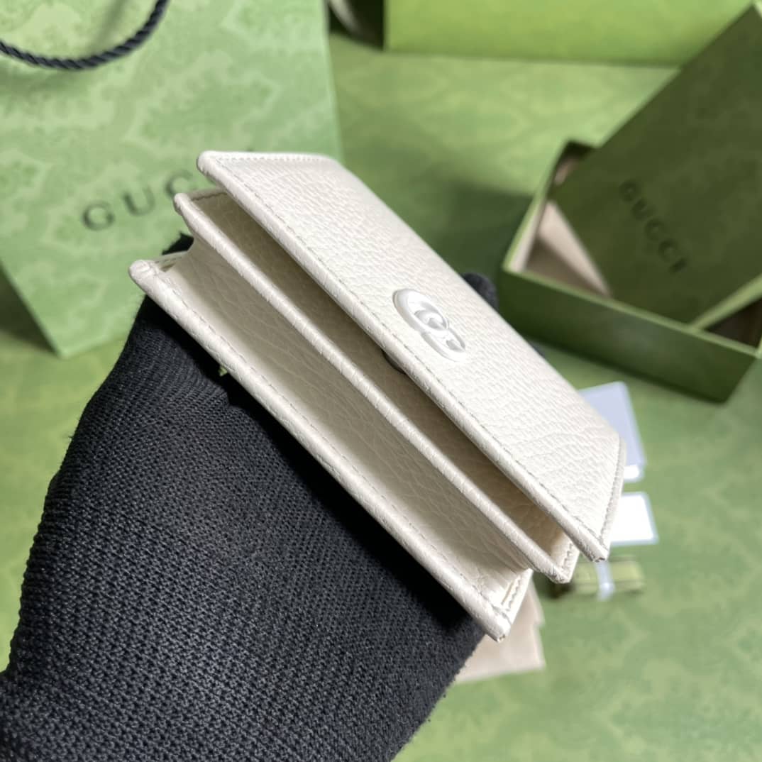 Gvc*1 GG Leather Card Case Wallet Black Replica 456126