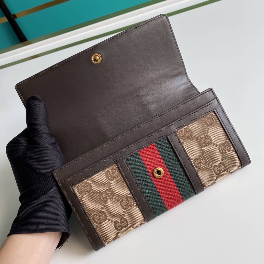 Gvc*1 Monogram Vintage Web Long Button Canvas Wallet