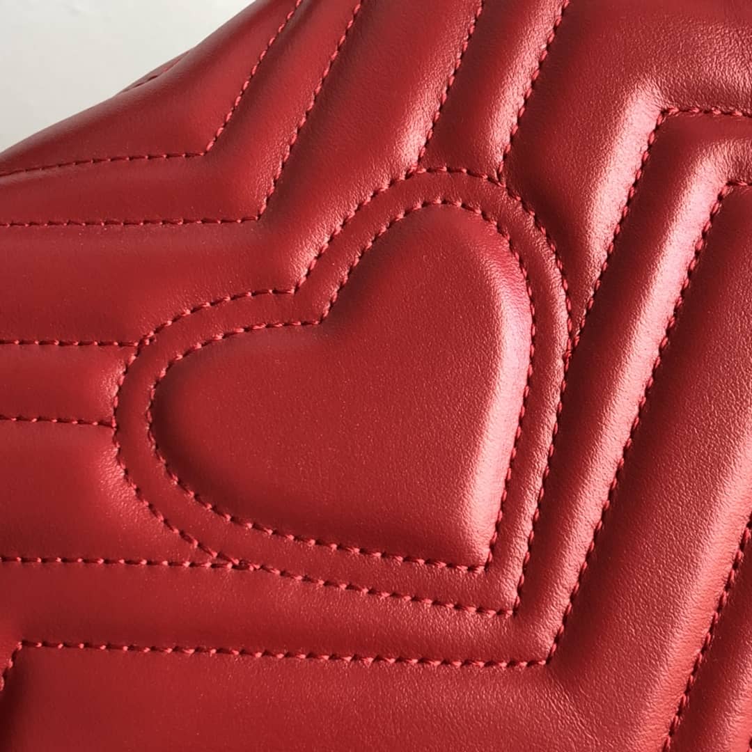 Gvc*1 GG Marmont Mini Leather Top Handle Bag Replica Red 547260