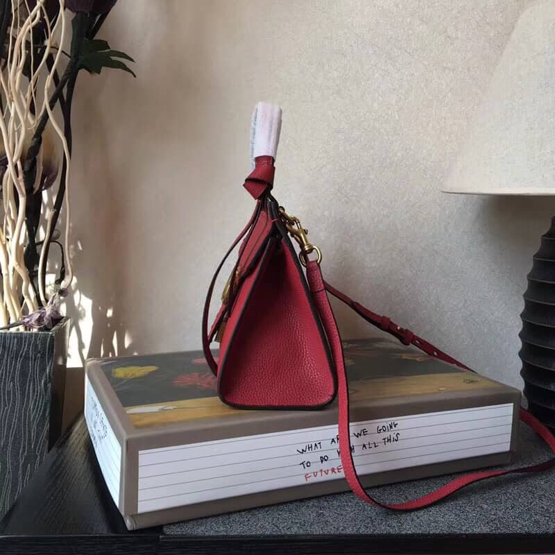 Gvc*1 GG Marmont Leather Top Handle Replica Bag Red 421890