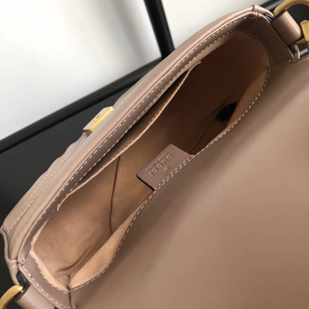 Gvc*1 GG Marmont Mini Leather Top Handle Bag Replica Apricot 547260