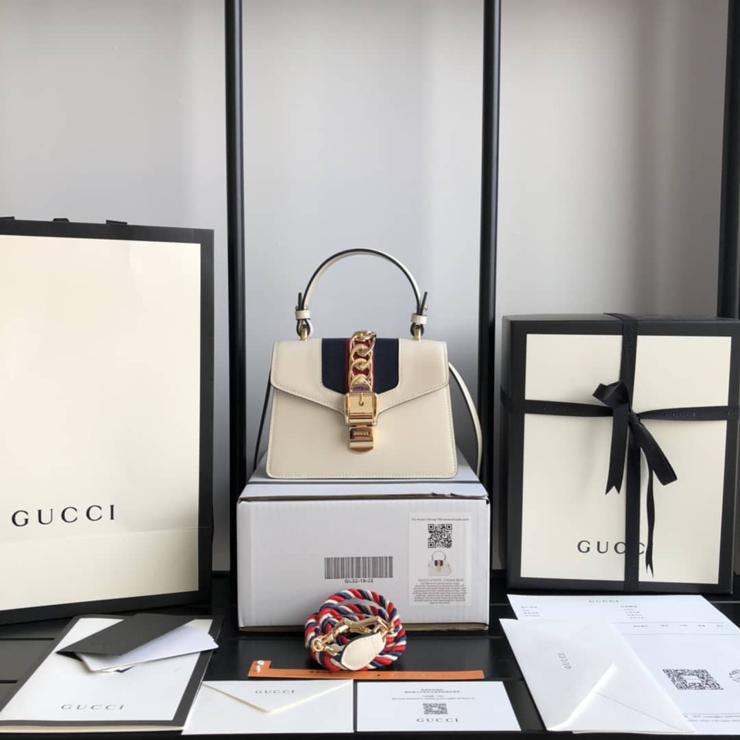 Gvc*1 Sylvie Leather Mini Shoulder Bag Replica White 470270