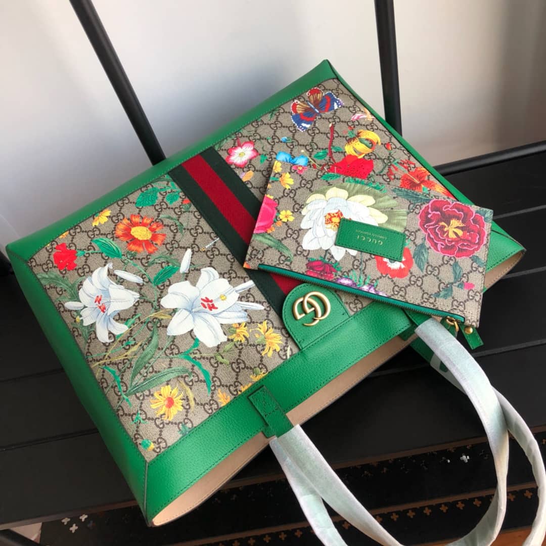 Gvc*1 Ophidia Web Soft GG Svp*me Tote Replica Green 547947