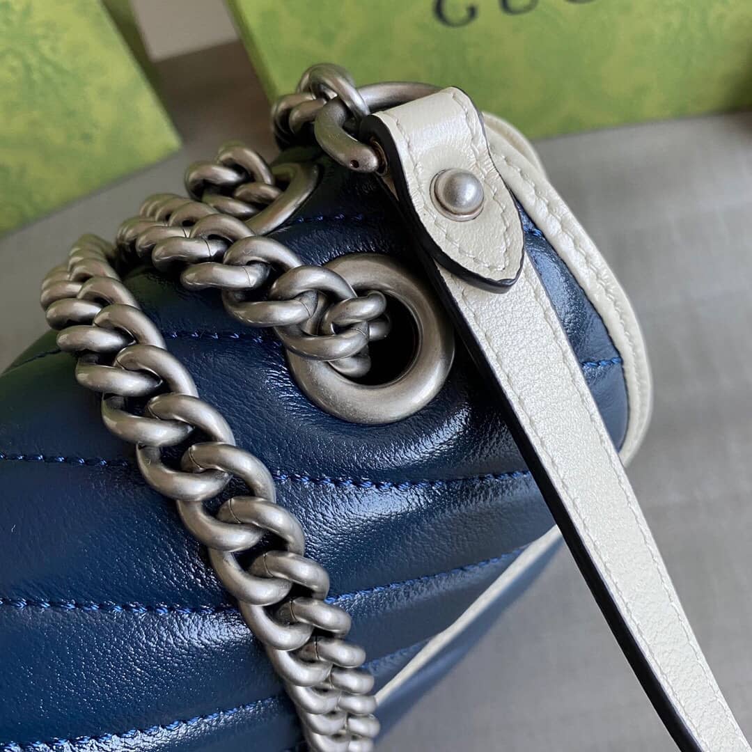 Gvc*1 GG Marmont Matelasse Shoulder Bag Replica Blue 443497