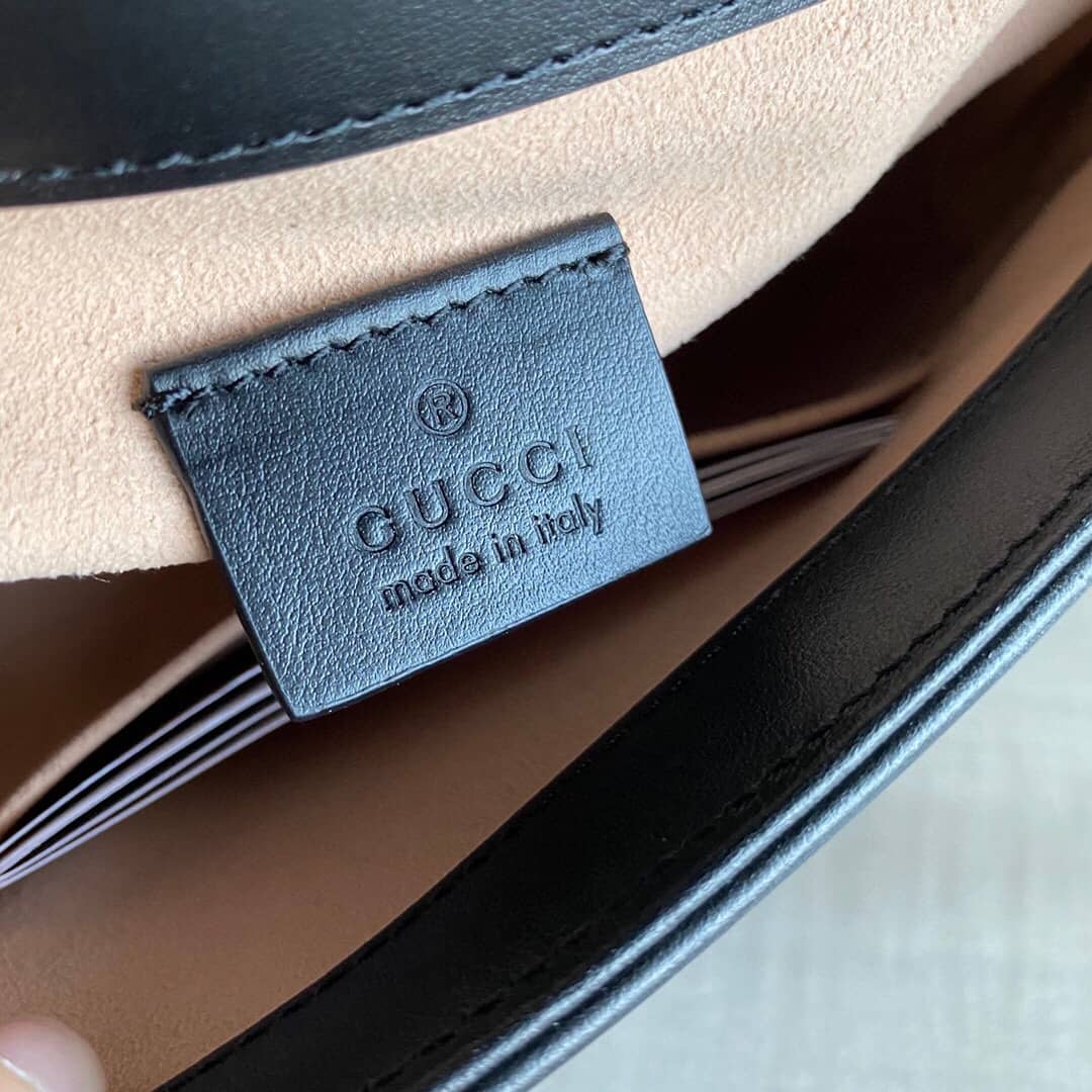 Gvc*1 GG Marmont Mini Leather Top Handle Bag Replica Black 547260