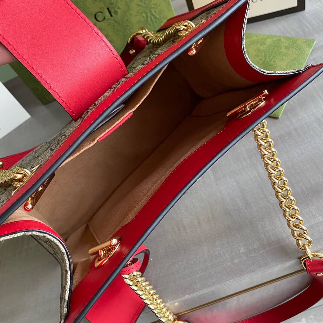 Gvc*1 Padlock Small GG Svp*me Canvas Shoulder Bag Replica Red 498156