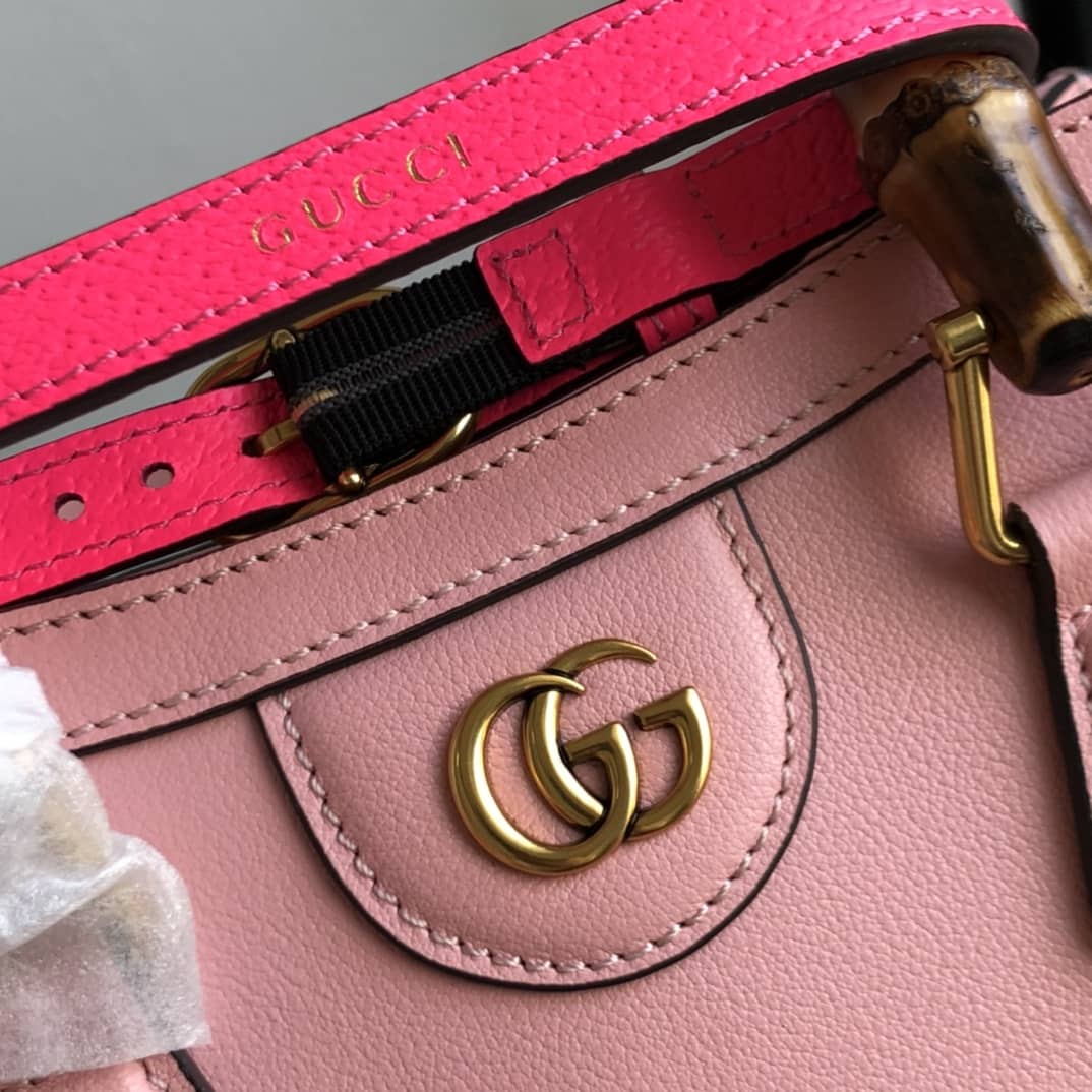 Gvc*1 Diana Mini Bamboo Tote Bag Replica Pink 655661