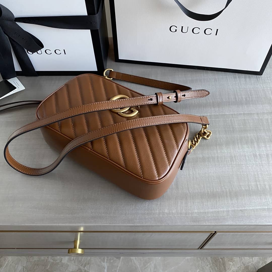 Gvc*1 GG Marmont Small Shoulder Handbag Camera Bag Replica Brown 447632