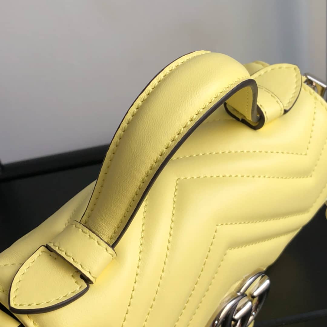 Gvc*1 GG Marmont Mini Leather Top Handle Bag Replica Yellow 547260