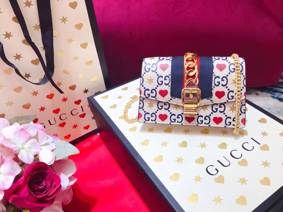 Gvc*1 Sylvie Chain Printed Leather S*per Mini Shoulder Bag Replica White 494646