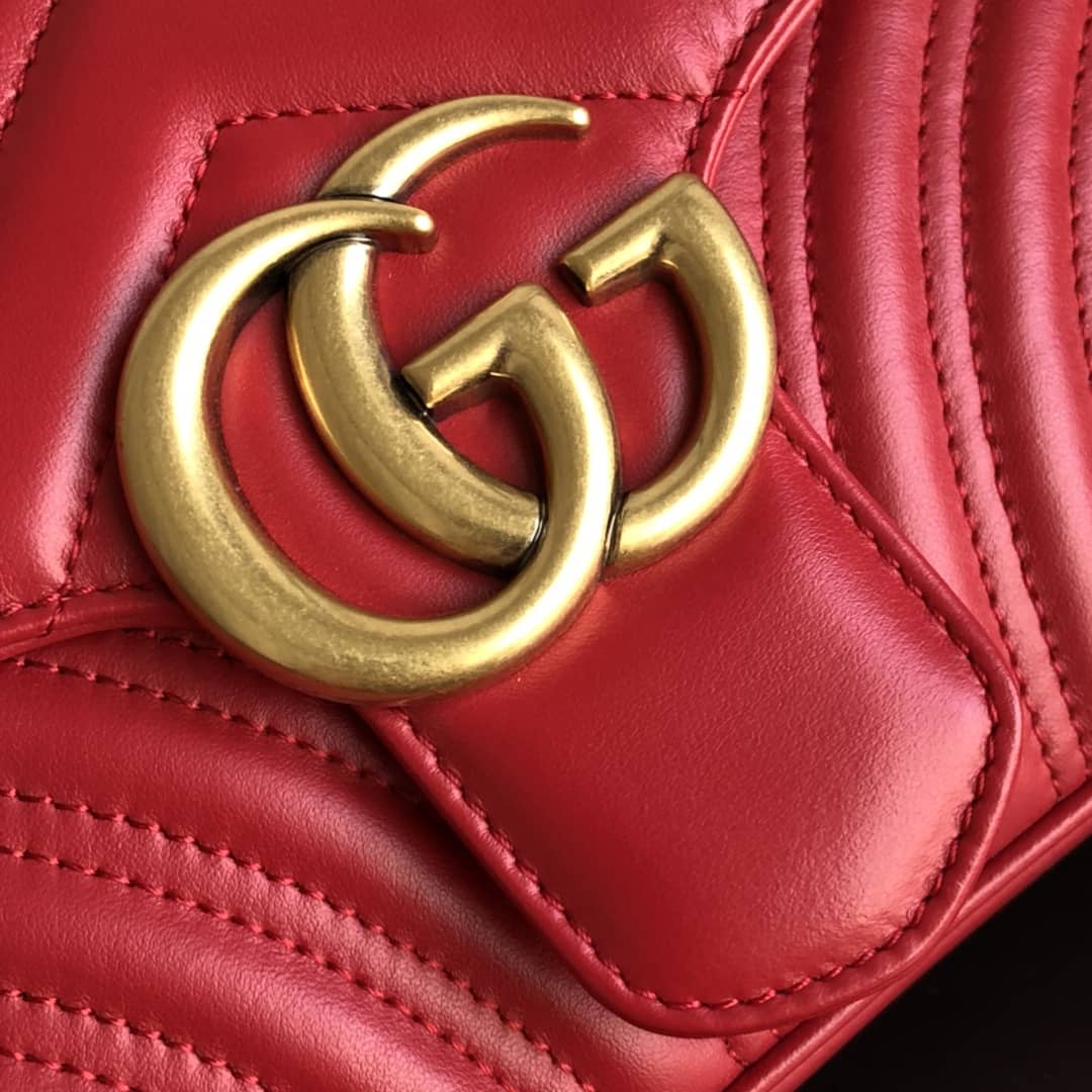 Gvc*1 GG Marmont Matelasse Shoulder Bag Replica Red 443497