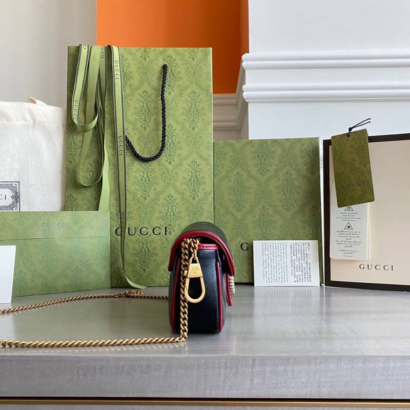 Gvc*1 GG Marmont Mini Matelasse Leather Shoulder Bag Replica Black 574969