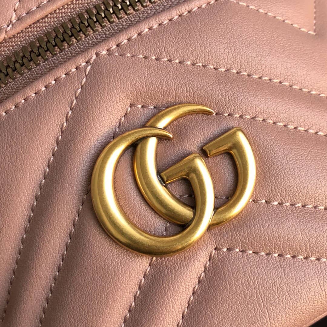 Gvc*1 GG Marmont Matelesse Mini Round Replica Backpack Pink 598594