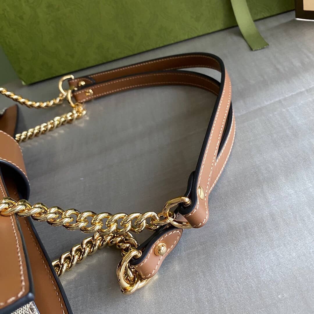 Gvc*1 Padlock Medium GG Svp*me Shoulder Bag Replica Gray Brown 479197