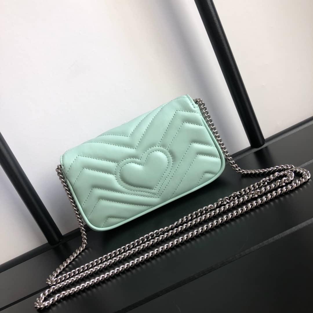 Gvc*1 GG Marmont Matelasse Leather Mini Shoulder Bag Replica Green 476433