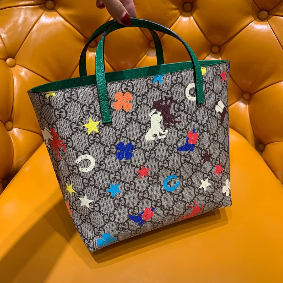 Gvc*1 Children GG Svp*me Canvas Replica Tote Gray 410812