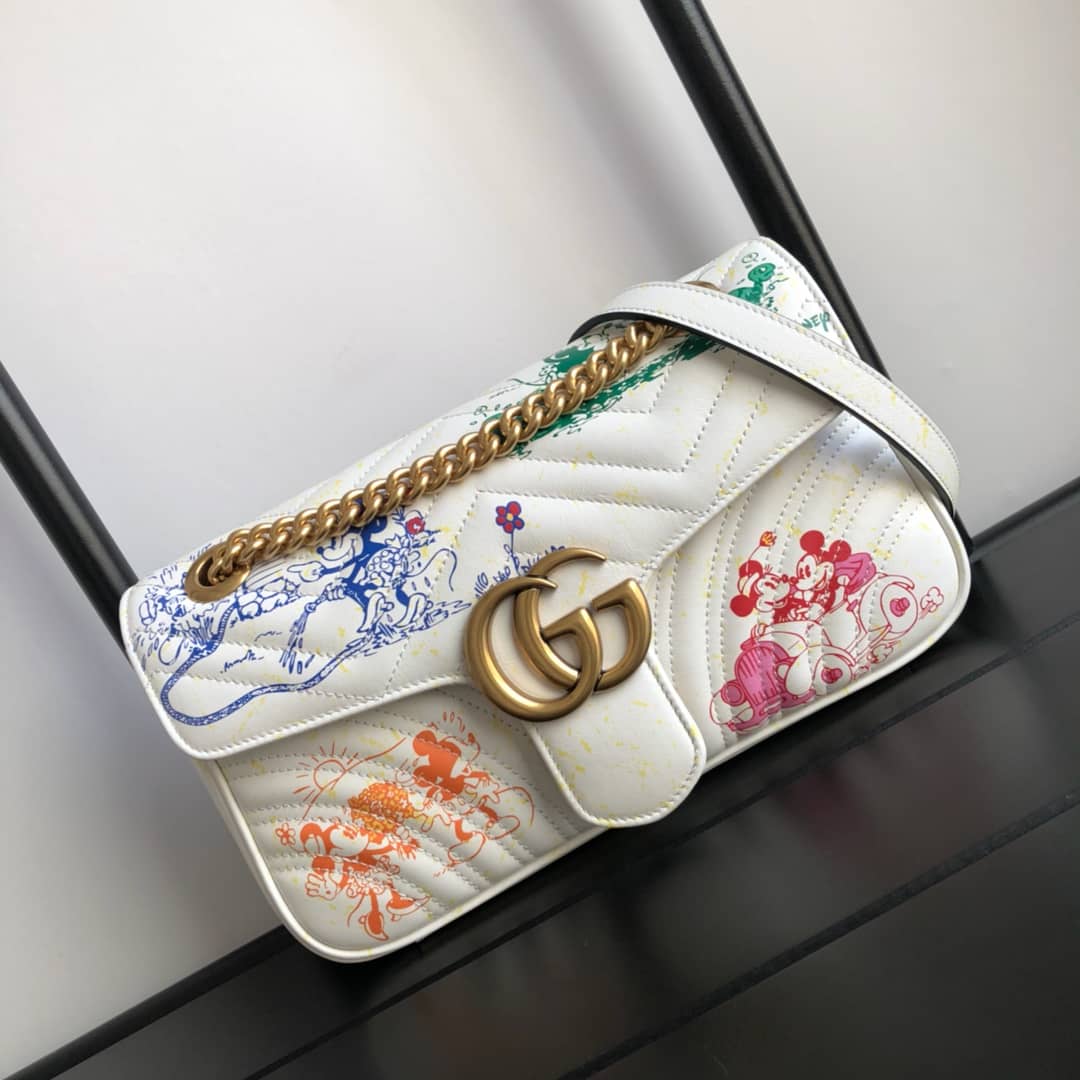 Gvc*1 GG Marmont Matelasse Shoulder Bag Replica White 443497