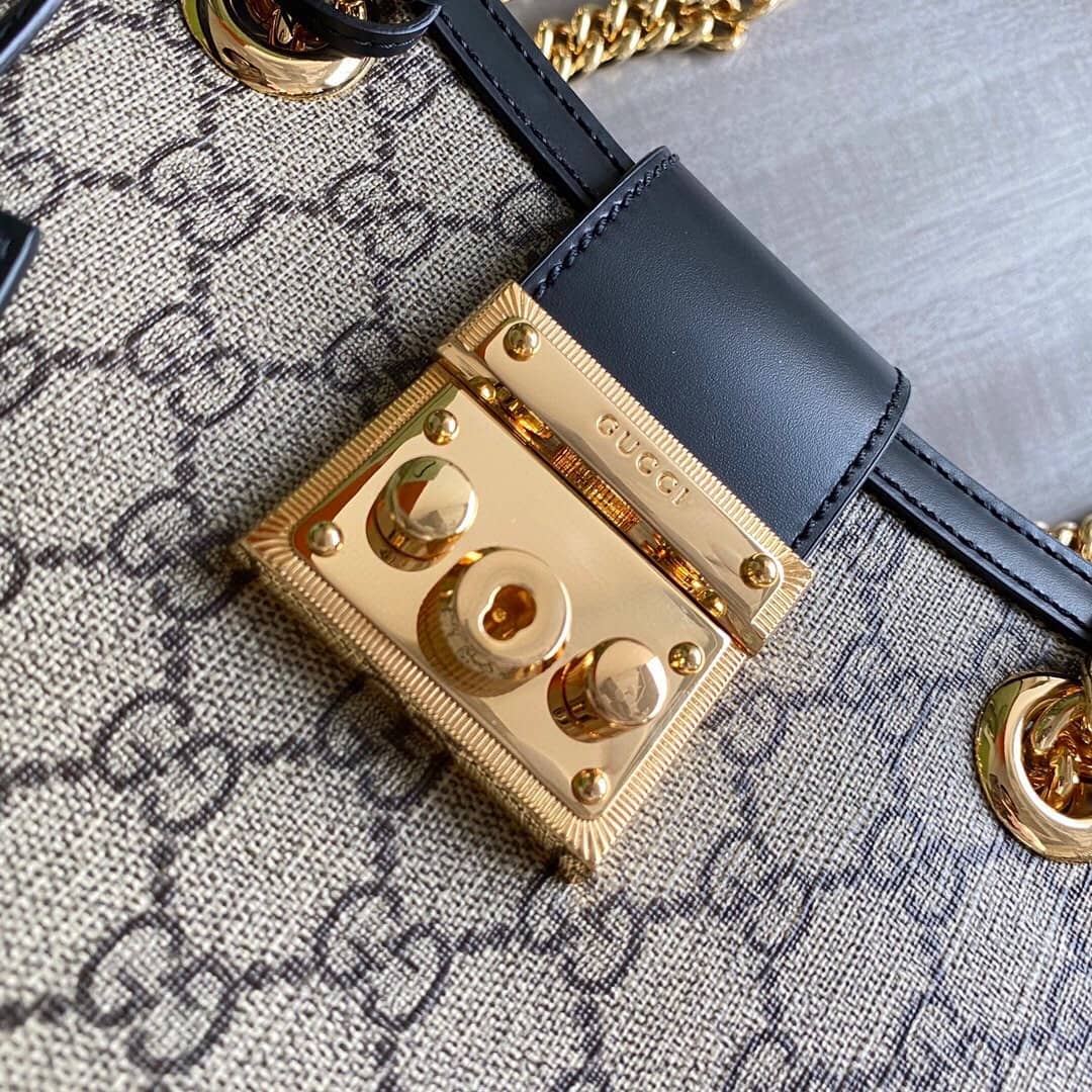 Gvc*1 Padlock Small GG Svp*me Canvas Shoulder Bag Replica Black 498156