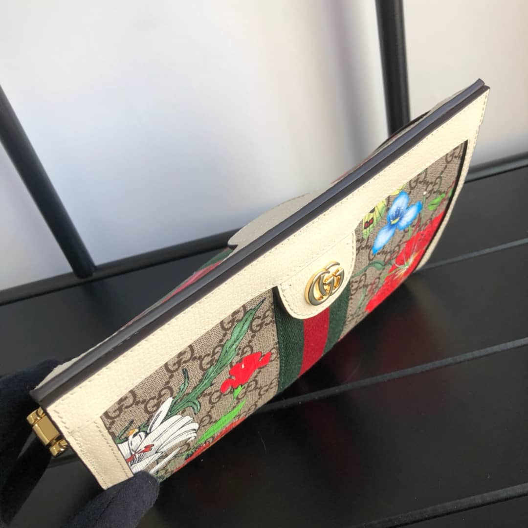 Gvc*1 Ophidia Flora GG Small Svp*me Canvas Shoulder Bag Replica White 503877