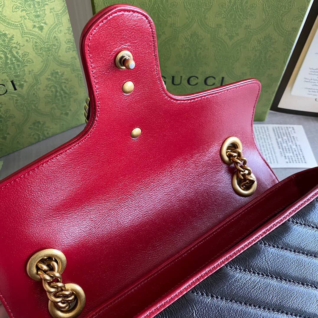 Gvc*1 GG Marmont Matelasse Shoulder Bag Replica Black 443497