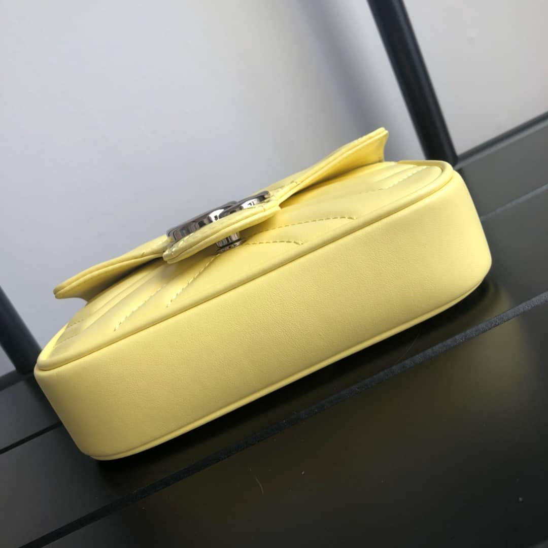 Gvc*1 GG Marmont Matelasse Leather Mini Shoulder Bag Replica Yellow 476433