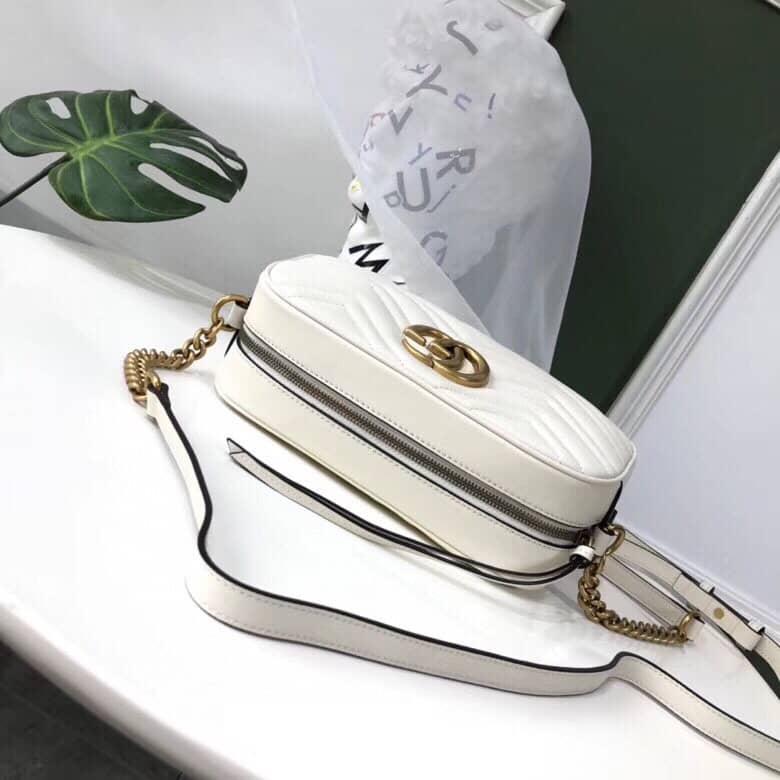 Gvc*1 GG Marmont Small Shoulder Handbag Camera Bag Replica White 447632