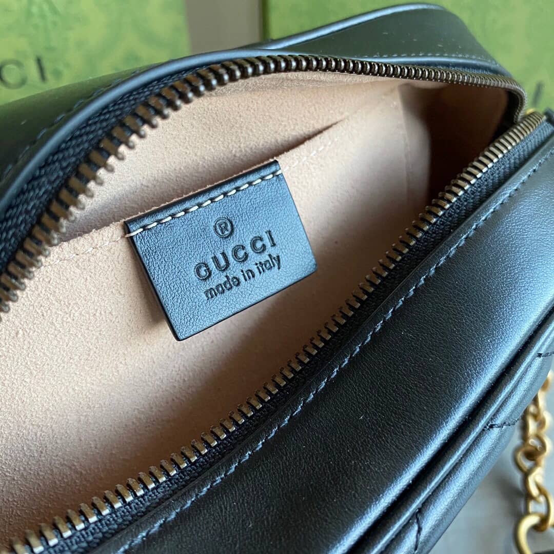 Gvc*1 GG Marmont Small Shoulder Handbag Camera Bag Replica Black 447632