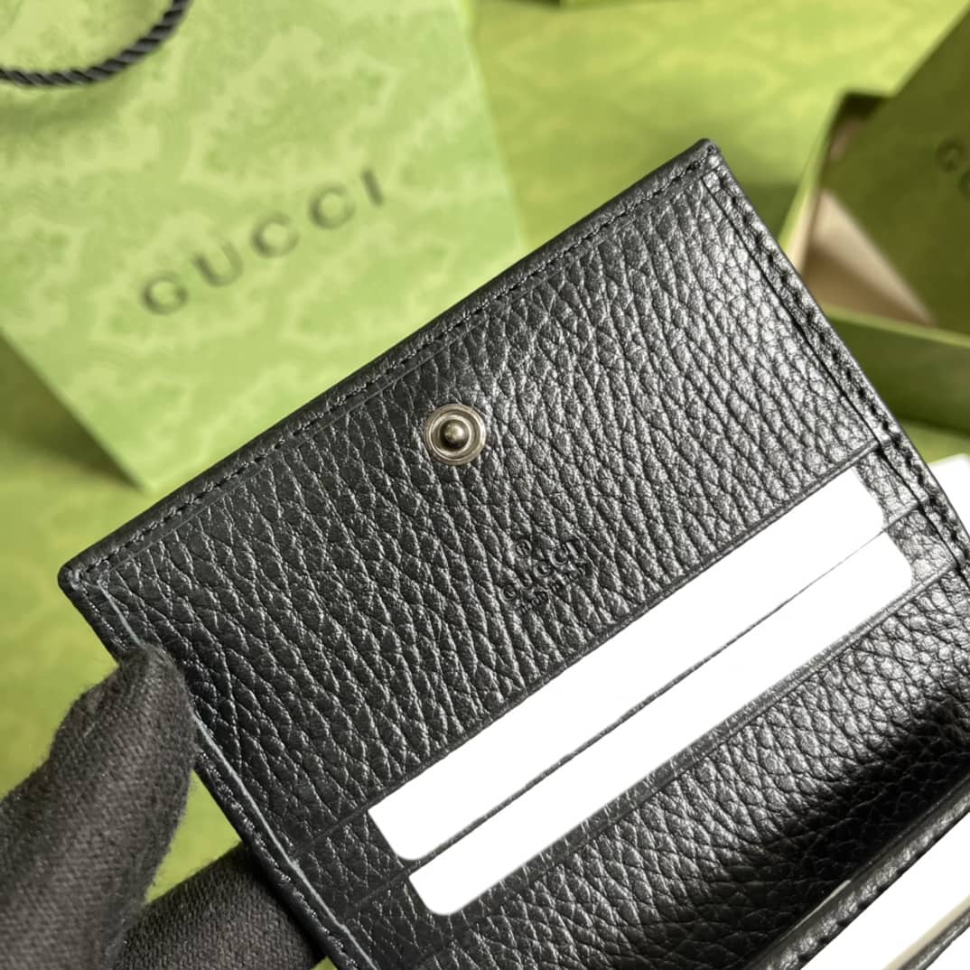 Gvc*1 GG Leather Card Case Wallet Black Replica 456126