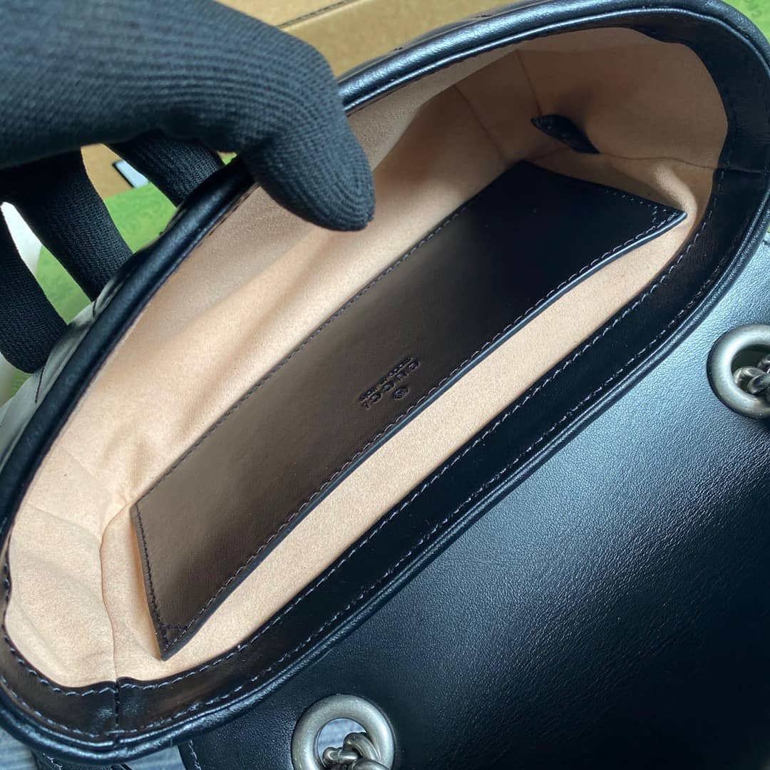 Gvc*1 GG Marmont Mini Matelasse Shoulder Bag Replica Black 446744