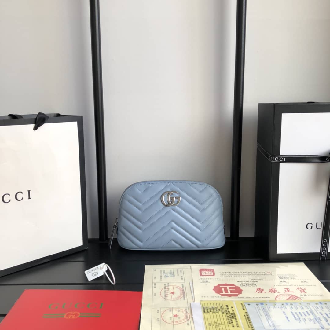 Gvc*1 GG Marmont Quilted Vanity Bag Replica Blue 625690