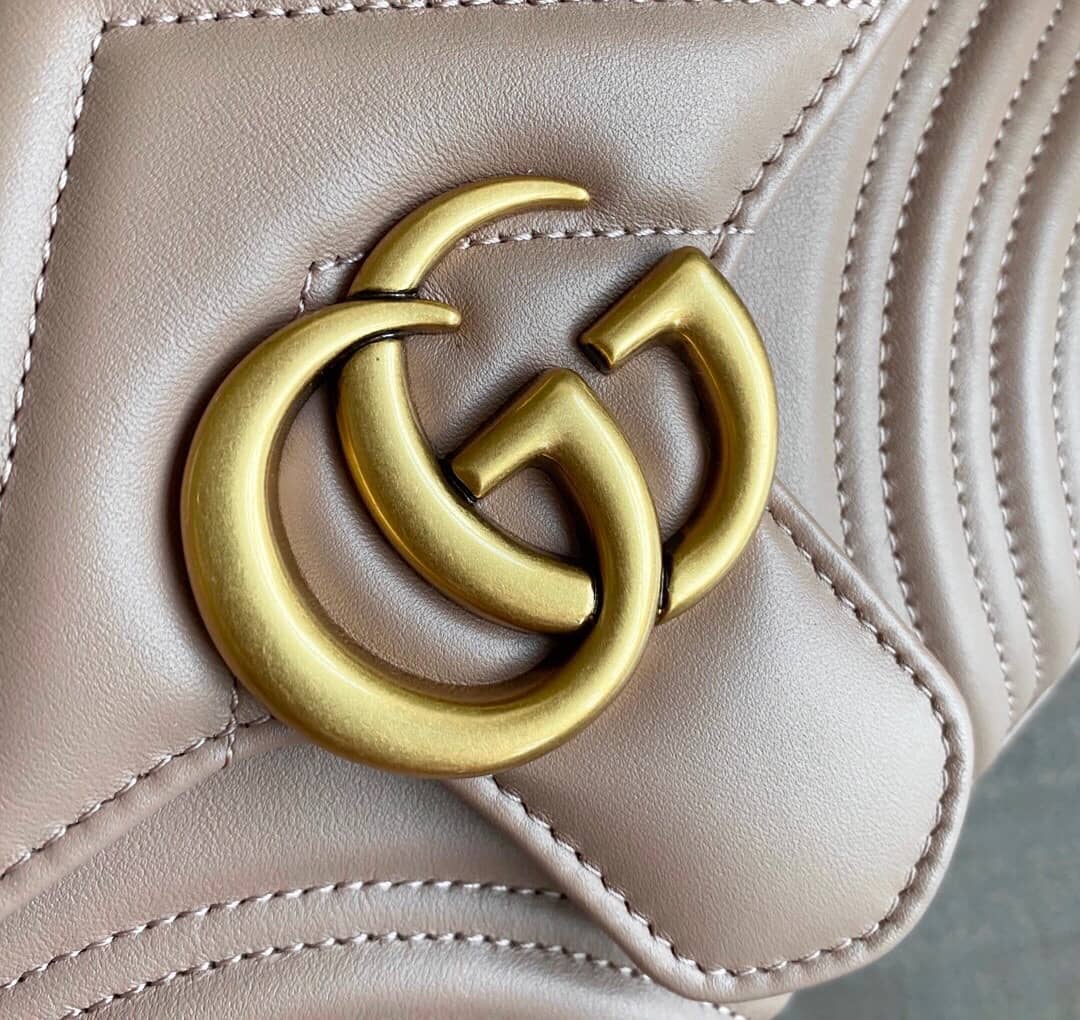 Gvc*1 GG Marmont Mini Leather Top Handle Bag Replica Apricot 547260