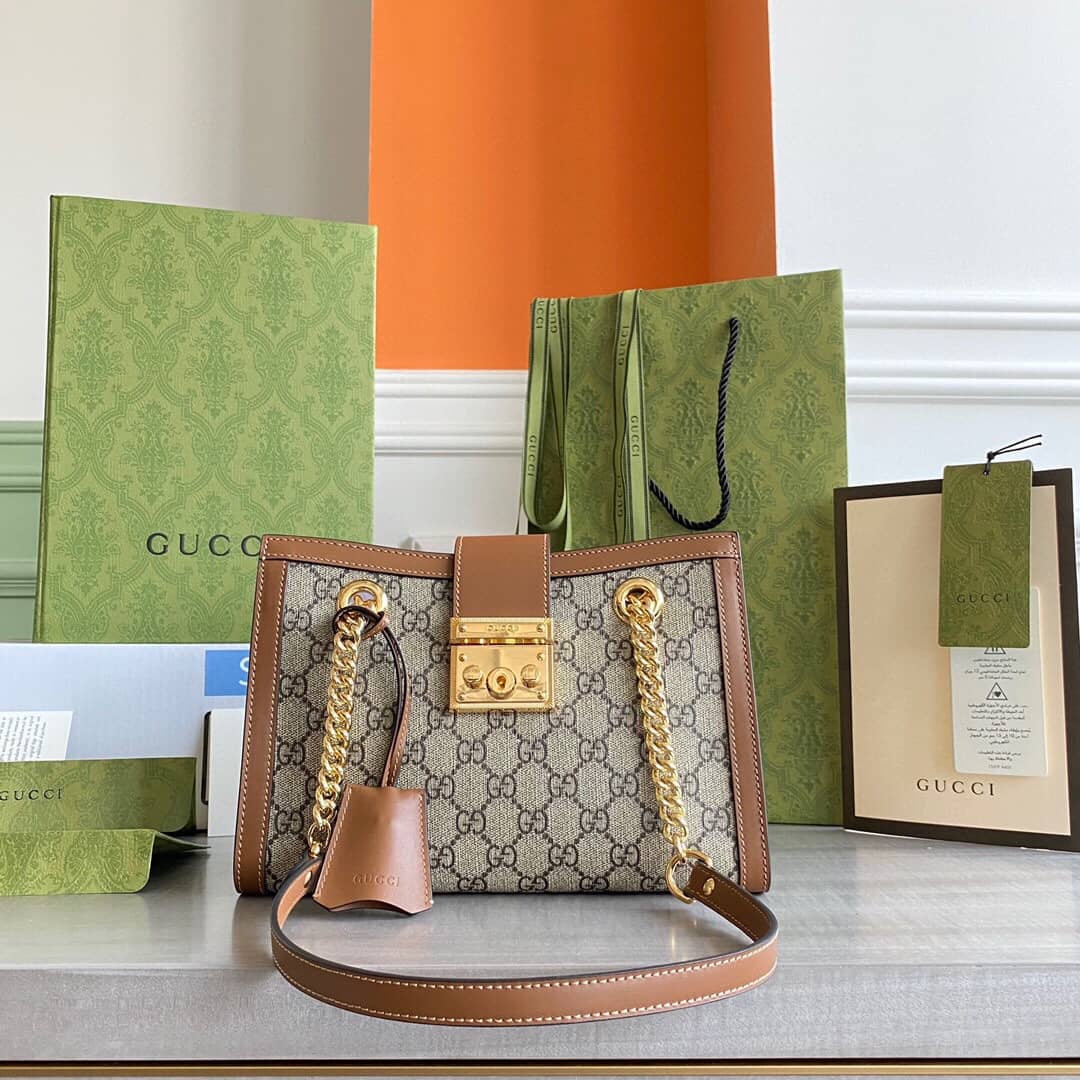 Gvc*1 Padlock Small GG Svp*me Canvas Shoulder Bag Replica Brown 498156