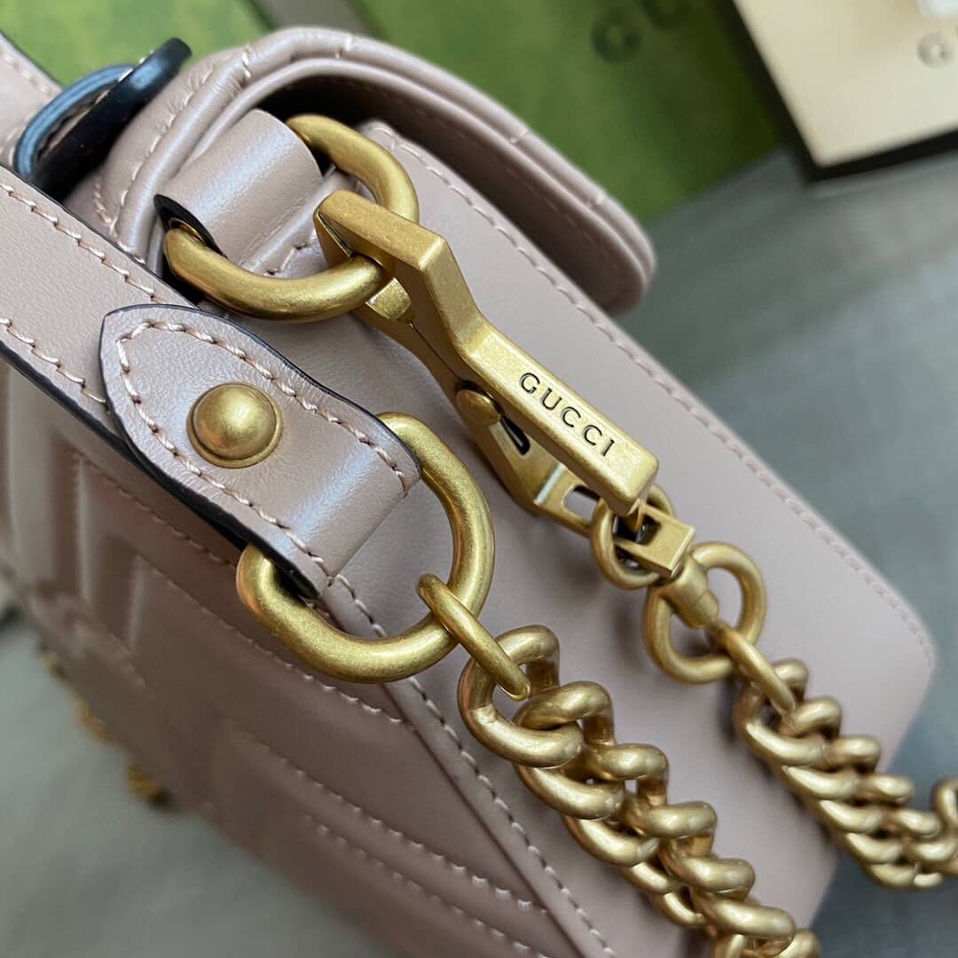 Gvc*1 GG Marmont Mini Leather Top Handle Bag Replica Apricot 547260