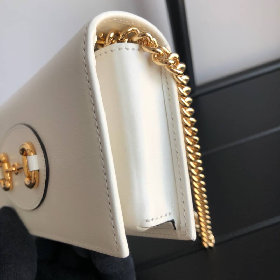 Gvc*1 GG Svp*me Horsebit 1955 Chain Wallet Replica White 621892
