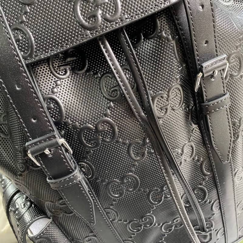 Gvc*1 GG Embossed Leather Replica Backpack Black 625770