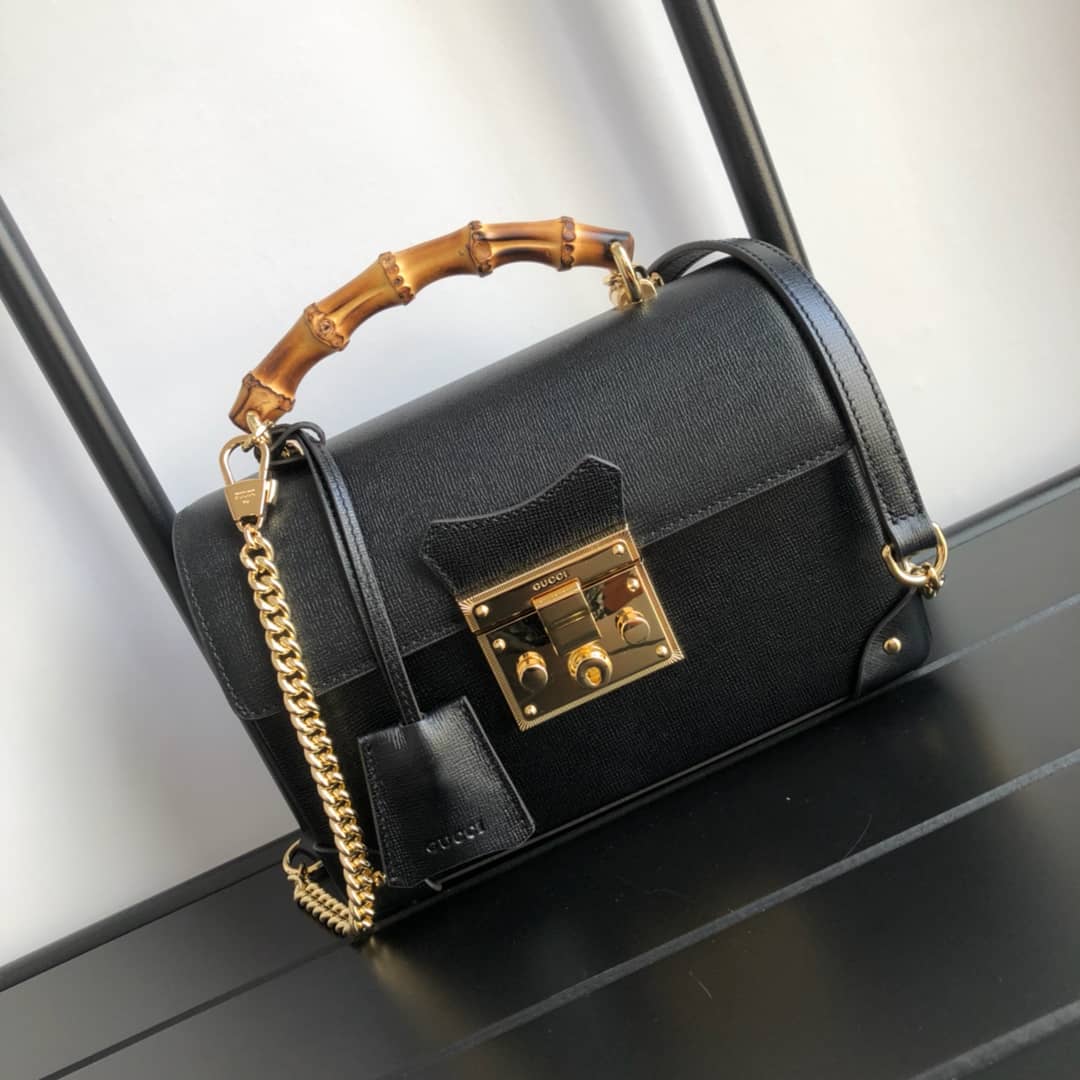 Gvc*1 Padlock GG Small Bamboo Shoulder Bag Replica Black 603221