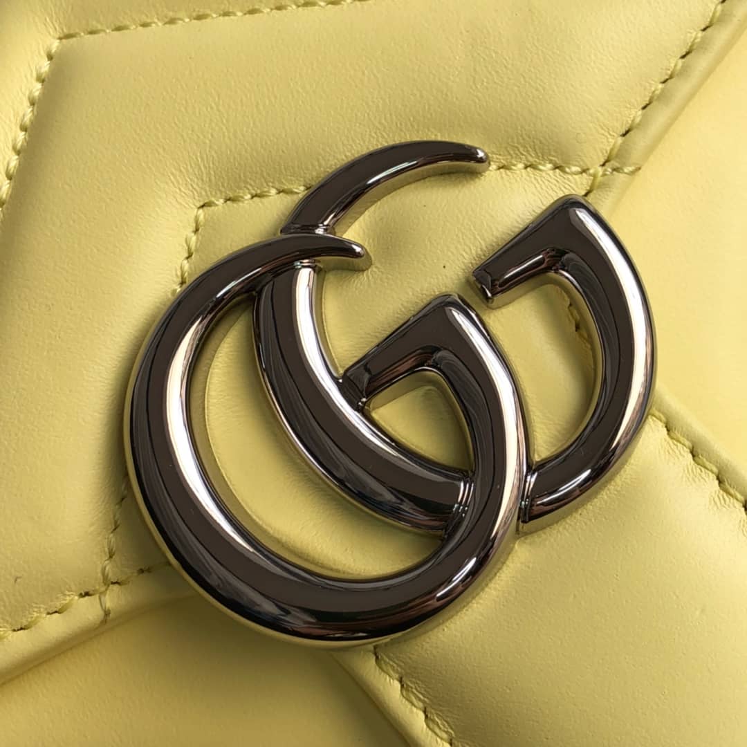 Gvc*1 GG Marmont Mini Leather Top Handle Bag Replica Yellow 547260