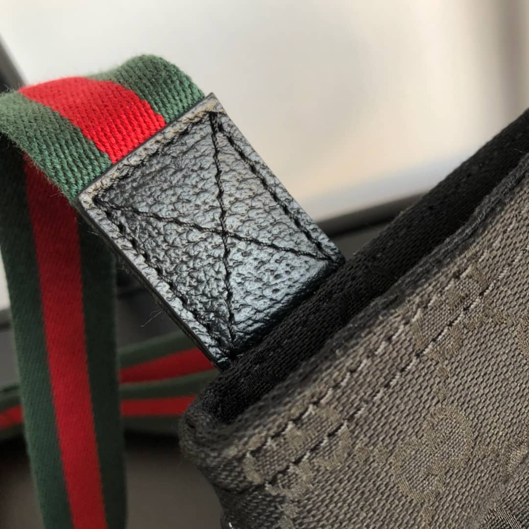 Gvc*1 GG Monogram Canvas Web Small Messenger Bag Replica Black 146309