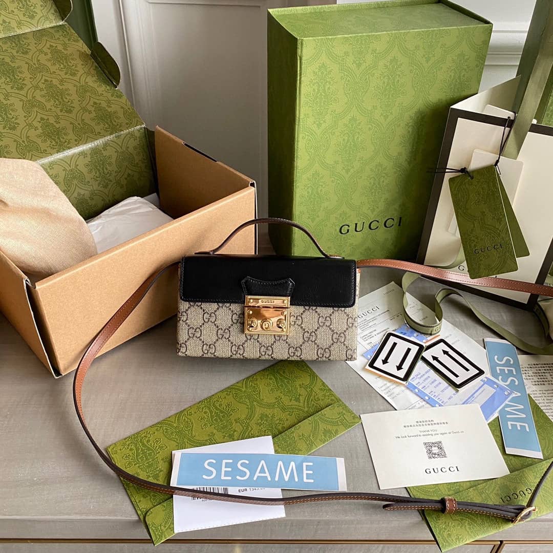 Gvc*1 GG Svp*me Canvas Padlock Mini Shoulder Bag Replica Black 652683