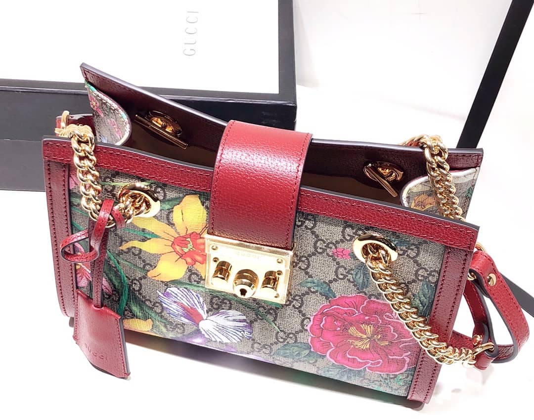 Gvc*1 Padlock Small GG Svp*me Canvas Shoulder Bag Replica Red 498156