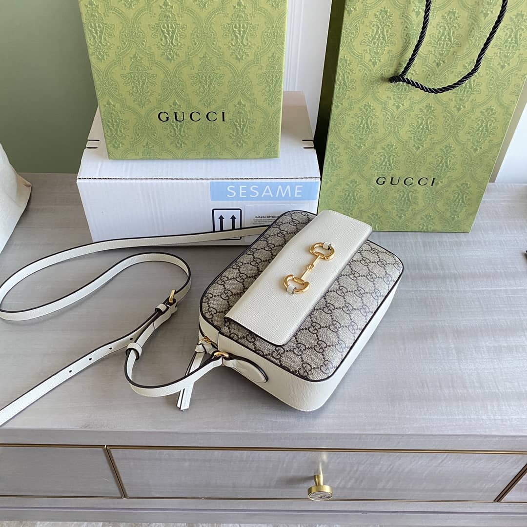 Gvc*1 Horsebit 1955 GG Crossbody Bag Replica Gray White 645454