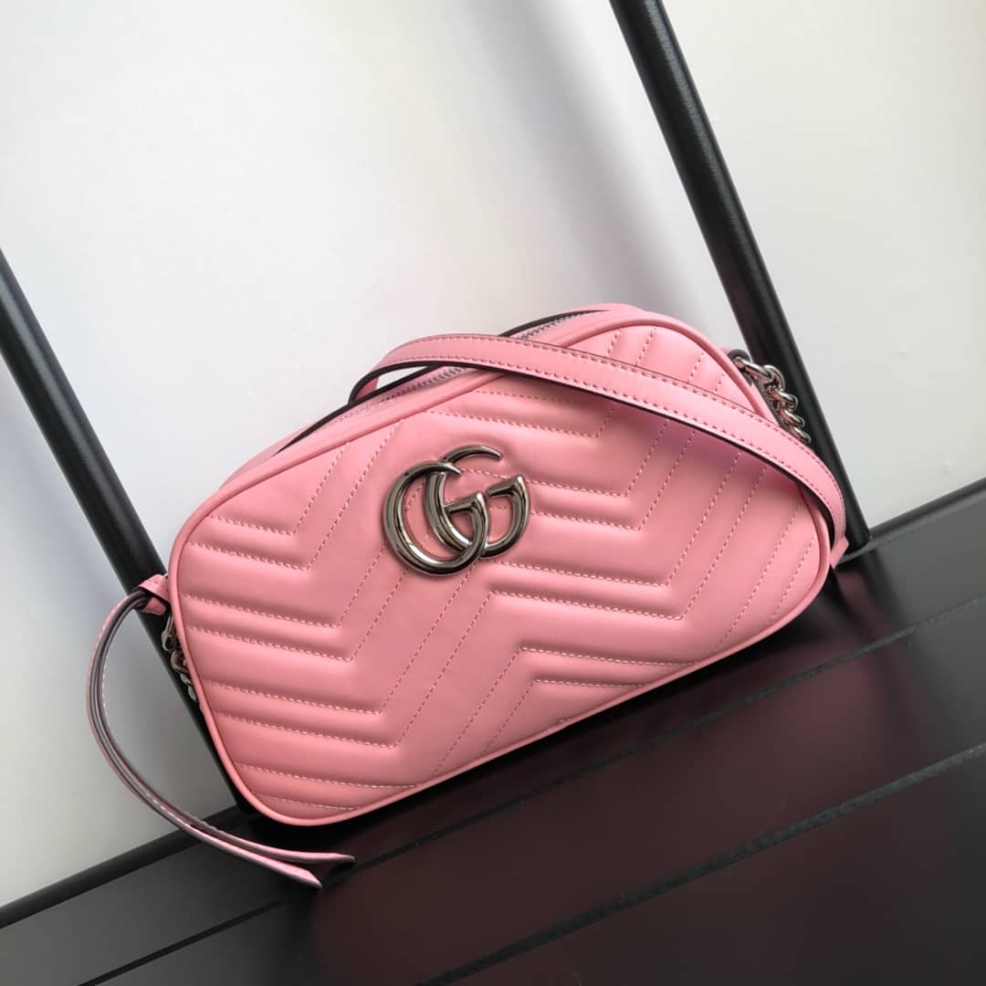 Gvc*1 Handbag Dupes GG Marmont Small Shoulder Handbag Camera Bag Replica Pink 447632