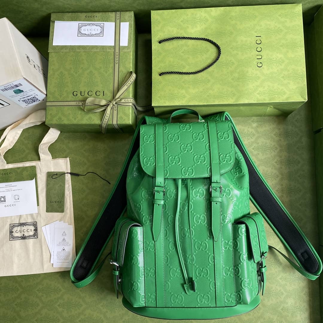 Gvc*1 GG Embossed Backpack Replica Green 625770