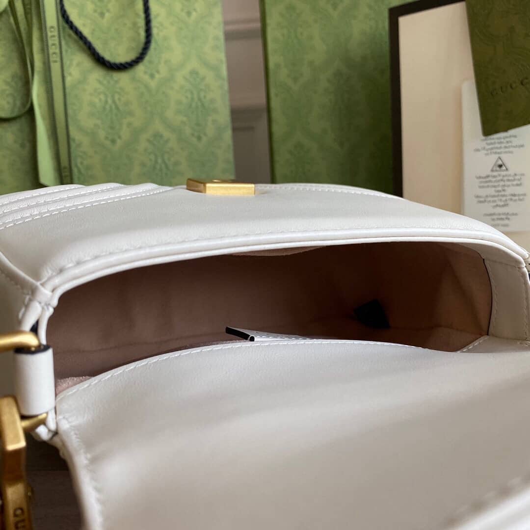 Gvc*1 GG Marmont Mini Leather Top Handle Bag Replica White 547260