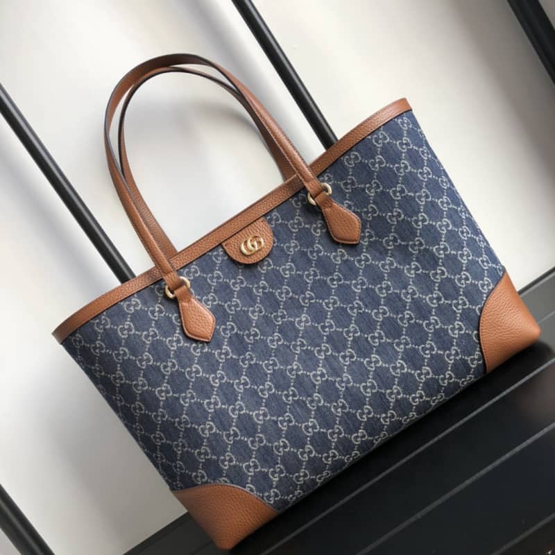 Gvc*1 Ophidia Leather Tote Replica Blue 631685