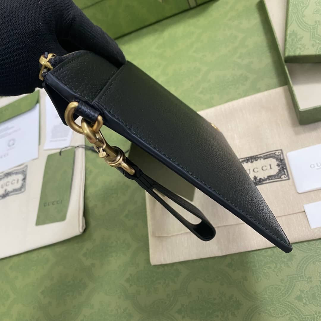 Gvc*1 GG Marmont Black Leather Pouch Replica 658562