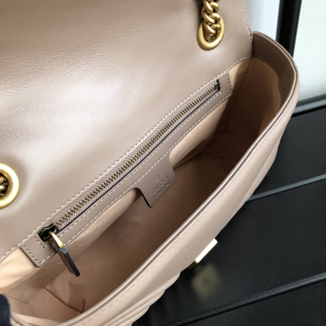 Gvc*1 GG Marmont Matelasse Shoulder Bag Replica Khaki 443497