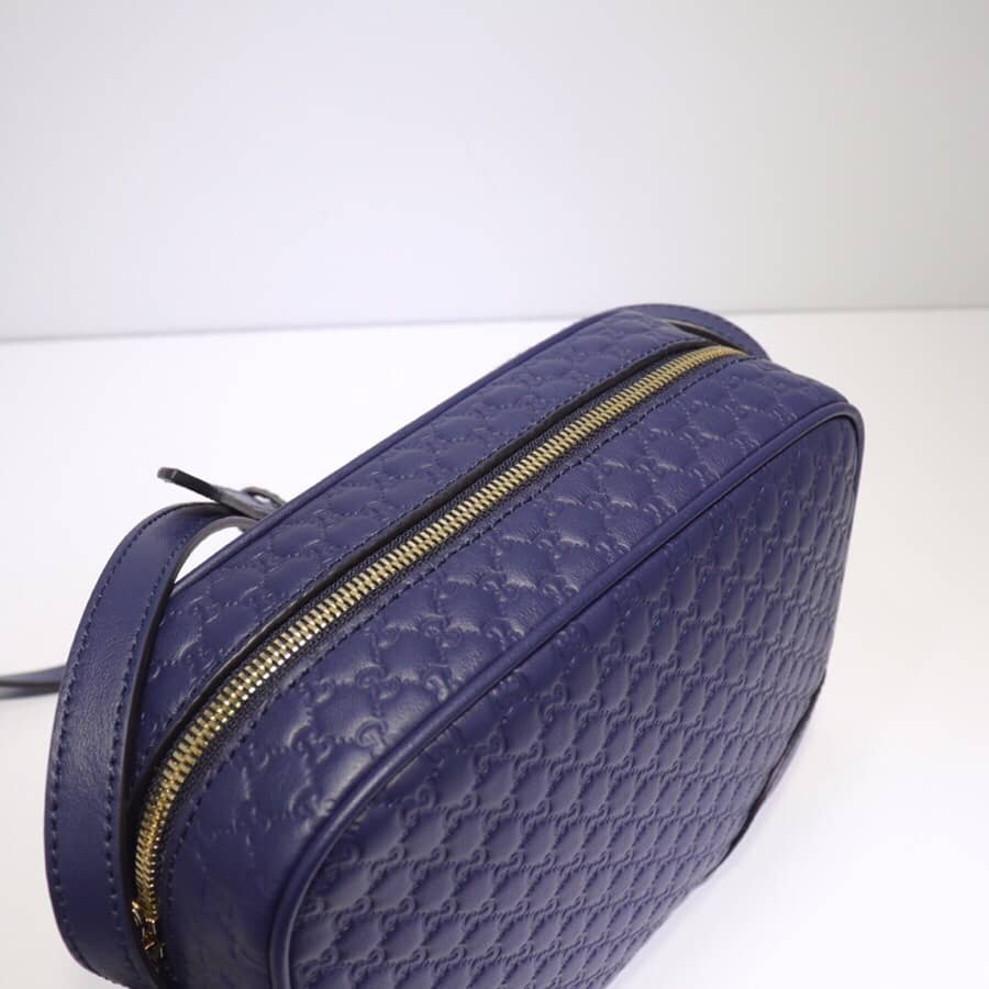 Gvc*1 Bree Gvc*1ssima GG Leather Canvas Camera Bag Replica Blue 449413