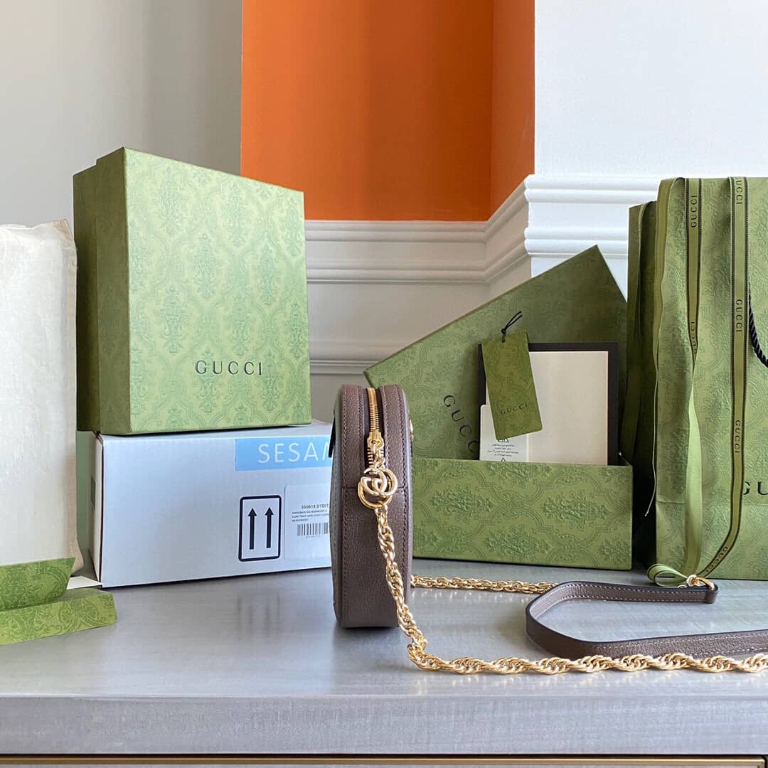 Gvc*1 Ophidia Mini Round Shoulder Bag Replica Brown 550618